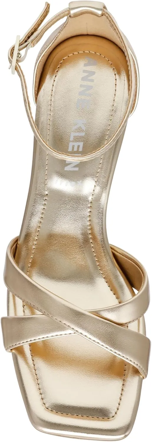 Anne Klein Womens JOSS Criss-Cross Faux Leather Ankle Strap
