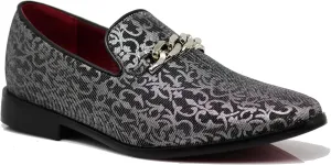 ARK1 Men's Vintage Satin Silky Floral Fashion Dress Loafer Slip On Tuxedo Formal Dress Shoes Designer