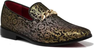 ARK1 Men's Vintage Satin Silky Floral Fashion Dress Loafer Slip On Tuxedo Formal Dress Shoes Designer