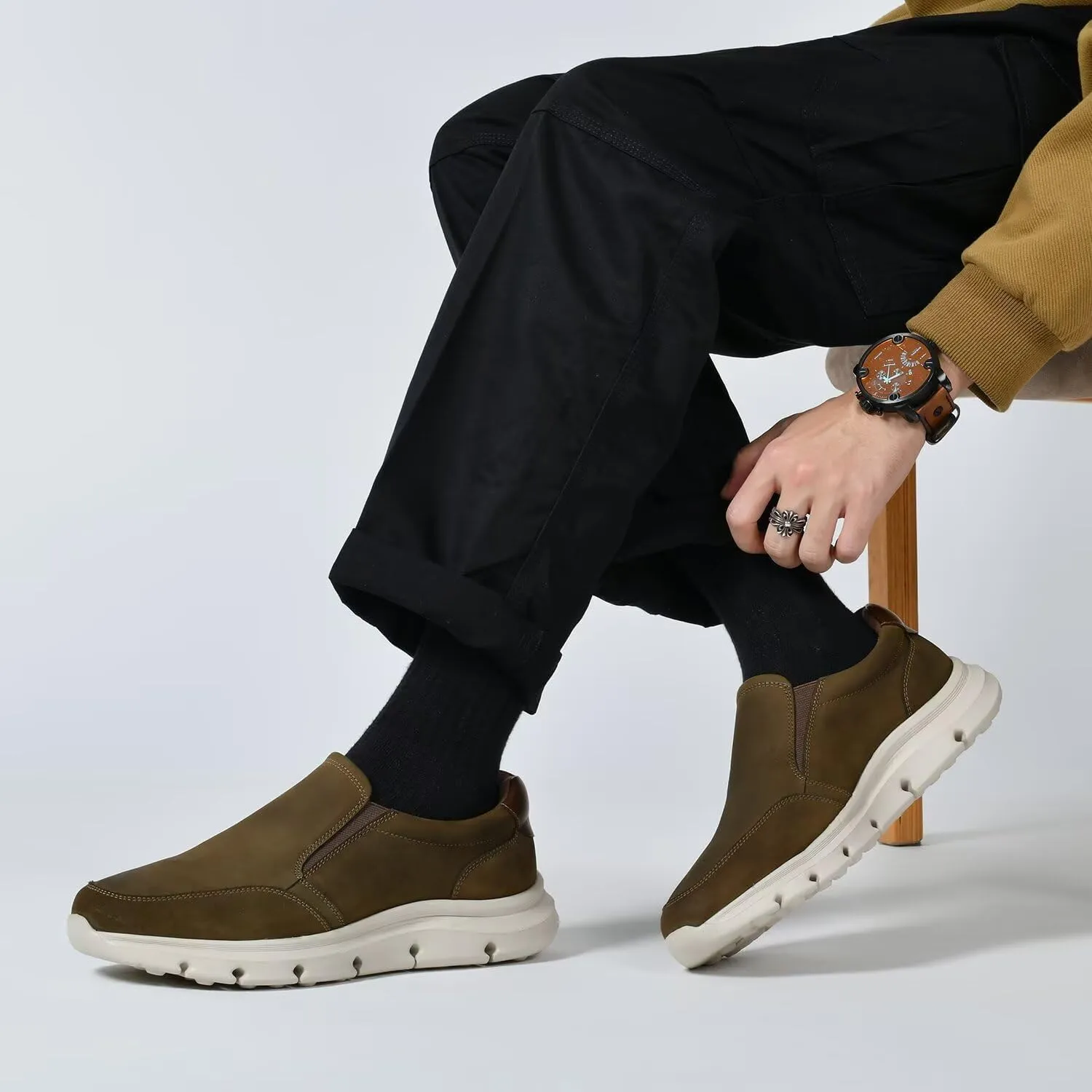 Arkbird Leather Loafers, Casual Slip-On Sneaker Shoes for Men