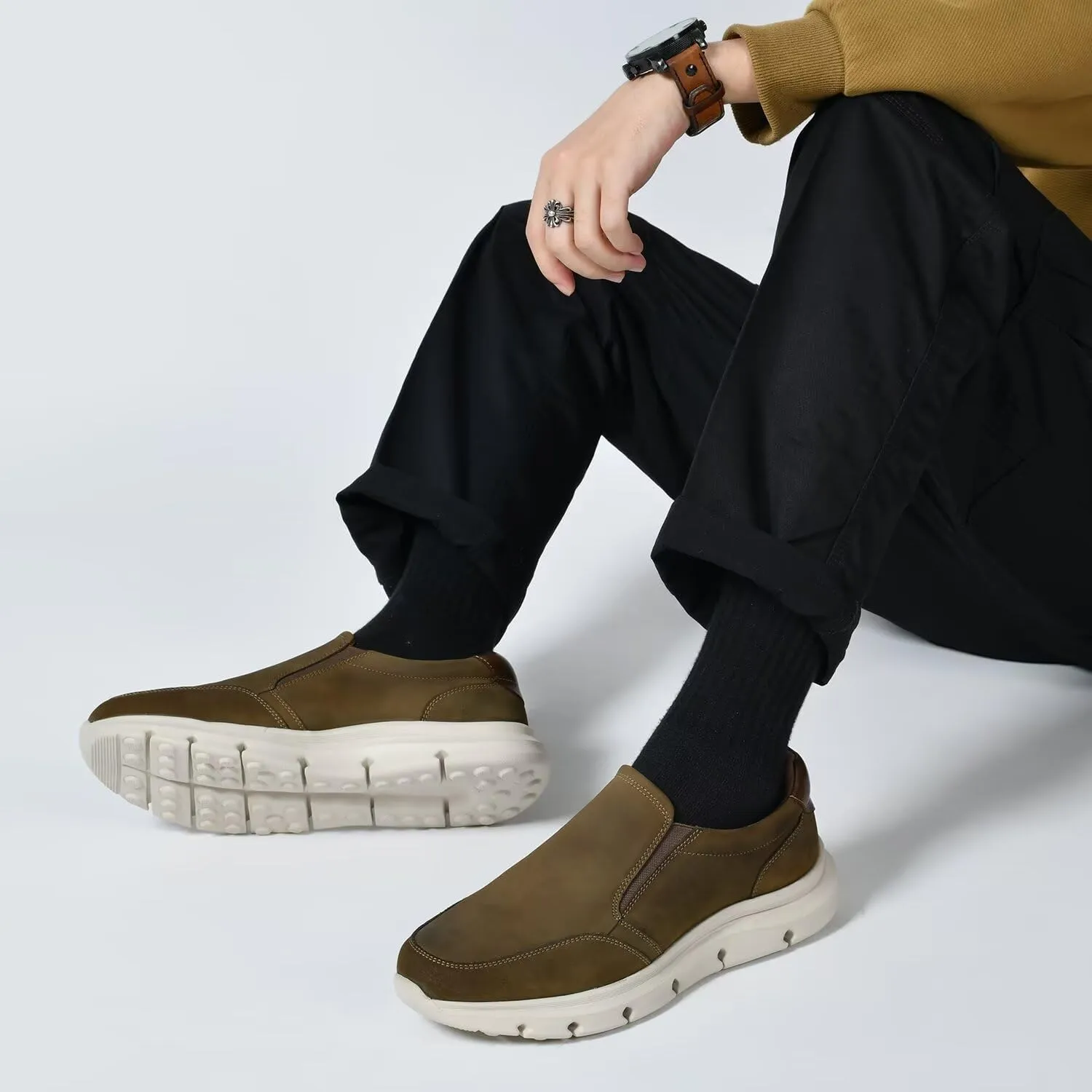 Arkbird Leather Loafers, Casual Slip-On Sneaker Shoes for Men