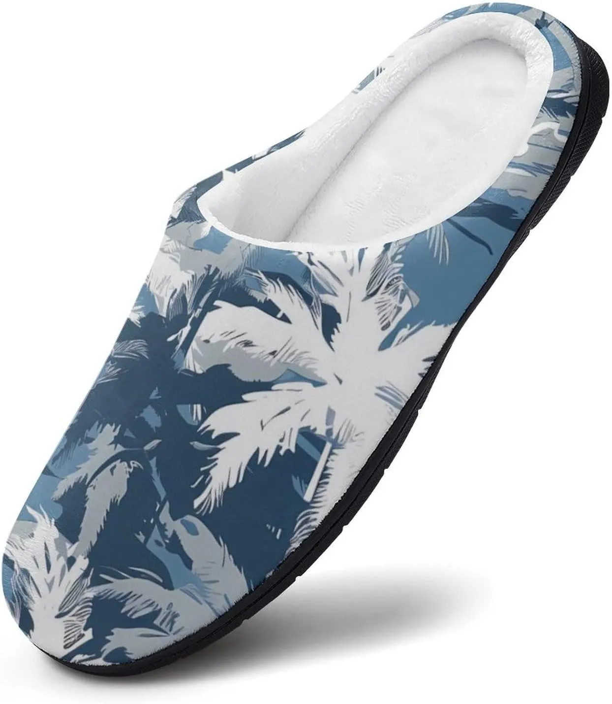 Army Camouflage Palm Trees Casual Mens Slippers Warm Soft Comfy Slip On House Shoes Indoor Outdoor