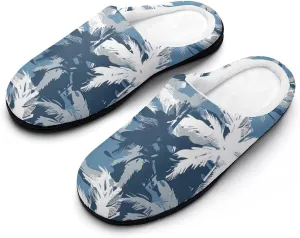 Army Camouflage Palm Trees Casual Mens Slippers Warm Soft Comfy Slip On House Shoes Indoor Outdoor