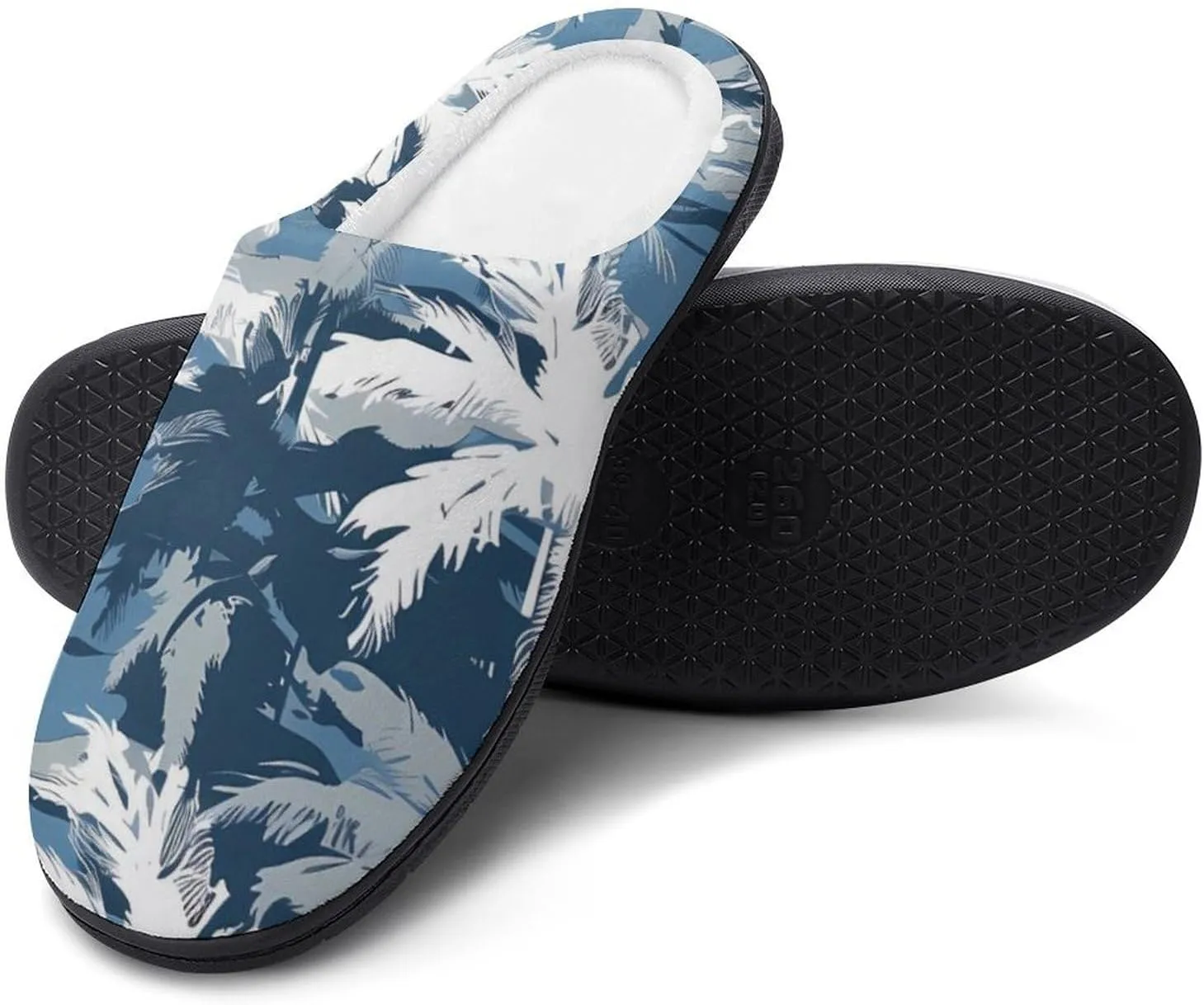 Army Camouflage Palm Trees Casual Mens Slippers Warm Soft Comfy Slip On House Shoes Indoor Outdoor
