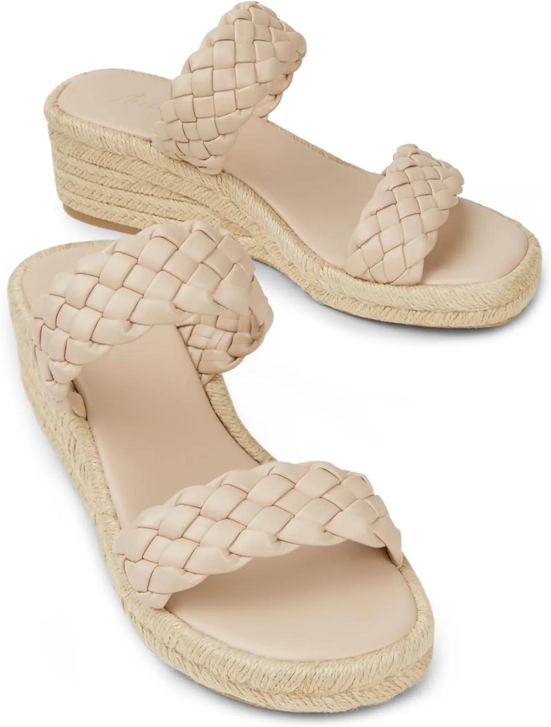 Arromic Women's Platform Wedge Sandals Braided Strap Slide Sandals for Women Casual Slip on Platform Wedges Slides Open Toe Beach Summer Sandals