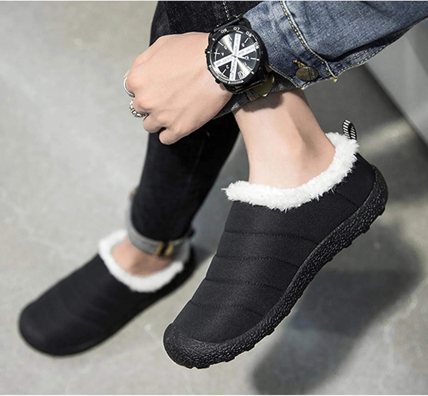 Asifn Mens Women Lightweight Bootie Slippers with Memory Foam Indoor Outdoor Warm House Shoes Waterproof Sport Lounge Camping Boots