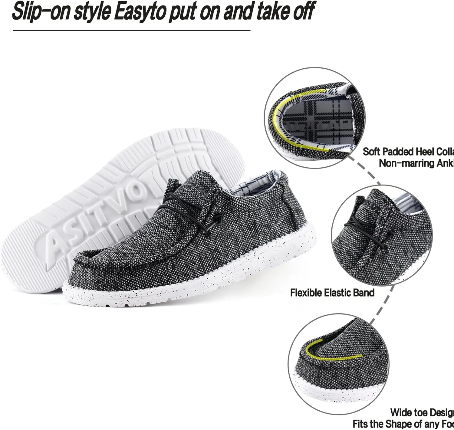 ASITVO Men's Wide Loafers & Slip-ons|Big Size Casual Slip on Walking Shoes|Width Toe Box