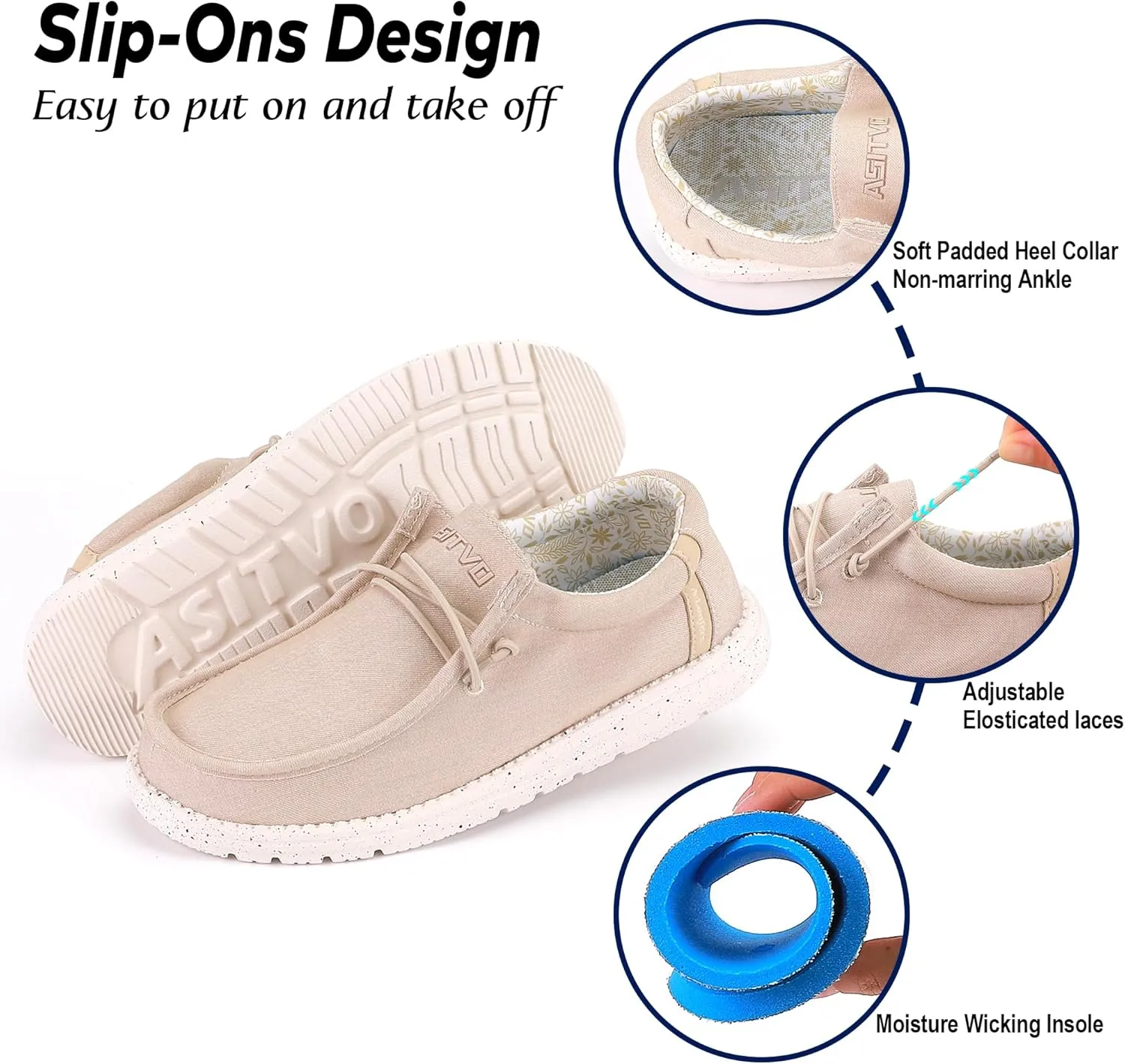 ASITVO Men's Wide Loafers & Slip-ons|Big Size Casual Slip on Walking Shoes|Width Toe Box