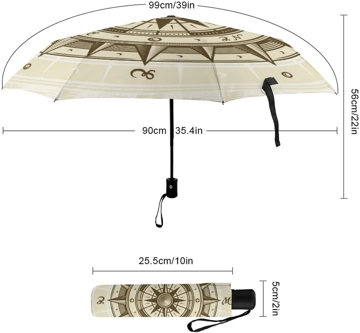 Automatic Travel Sun Parasol 3-Fold 8 Ribs Umbrella, Strong Rain Folding Umbrella UV Protection Outer