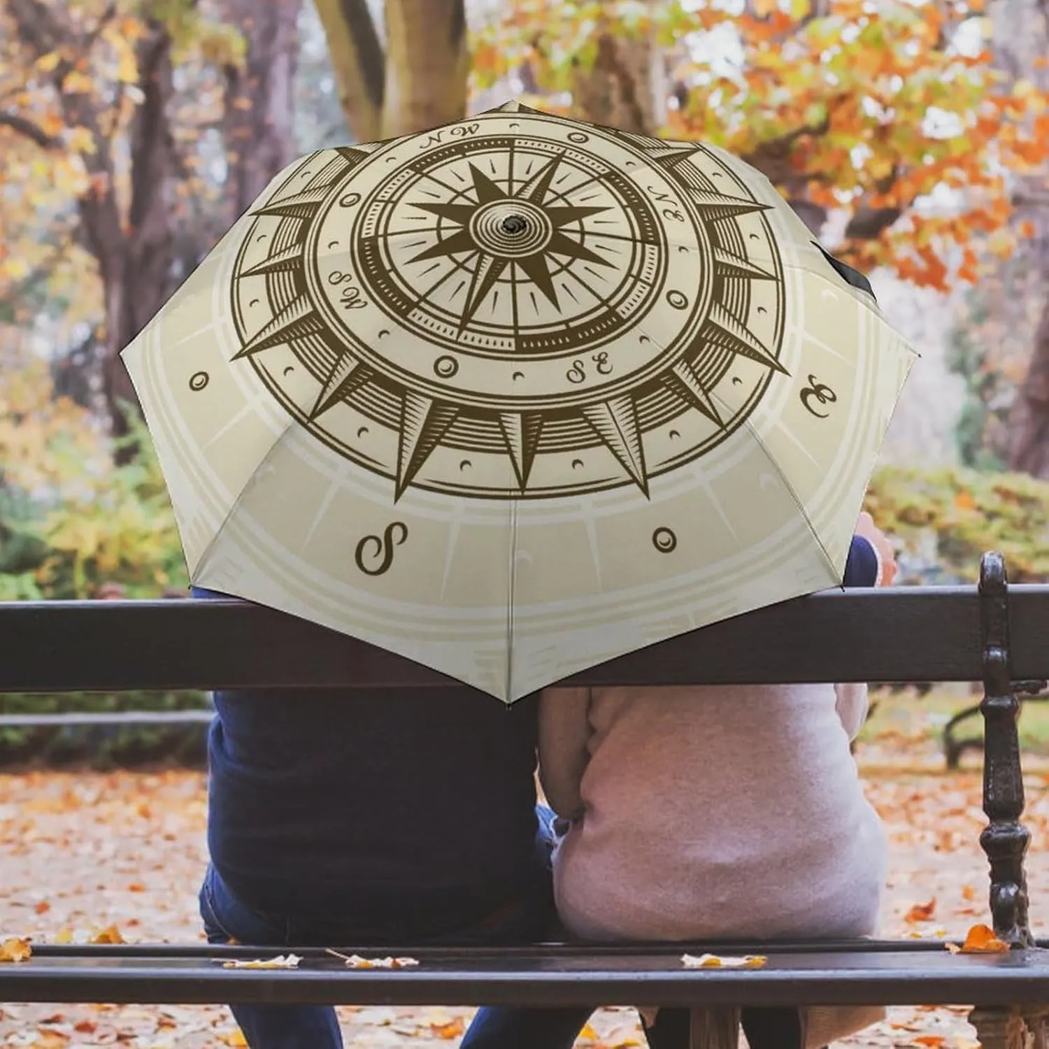 Automatic Travel Sun Parasol 3-Fold 8 Ribs Umbrella, Strong Rain Folding Umbrella UV Protection Outer