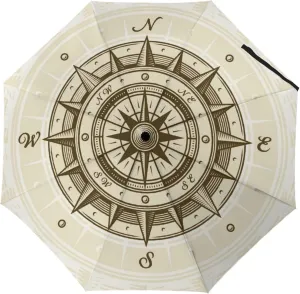 Automatic Travel Sun Parasol 3-Fold 8 Ribs Umbrella, Strong Rain Folding Umbrella UV Protection Outer