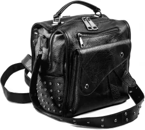 Backpack Purse for Women Leather Travel Ladies Fashion Designer Rivet Studded Convertible Crossbody Shoulder Bag