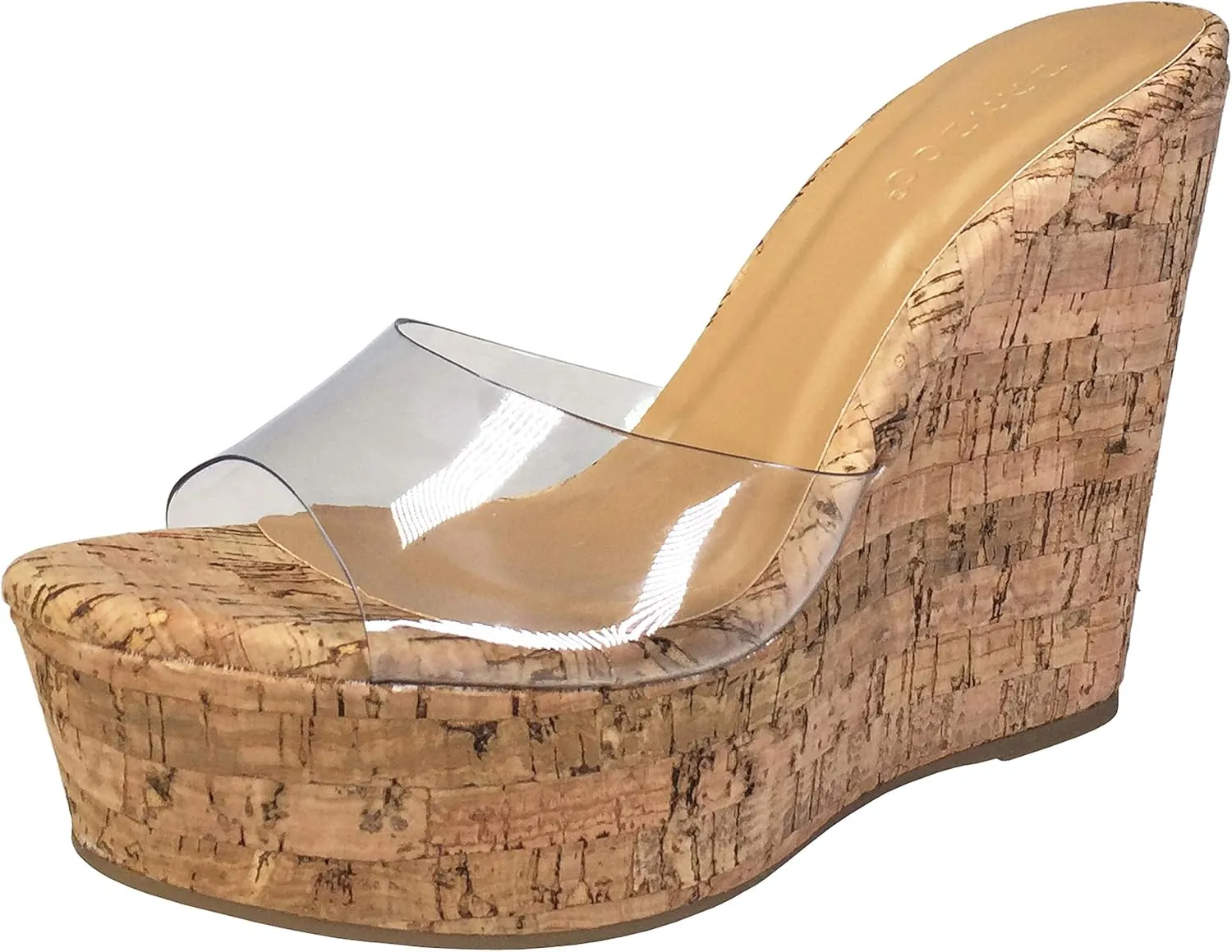 BAMBOO® Women's Clear Band Platform Wedge Slide