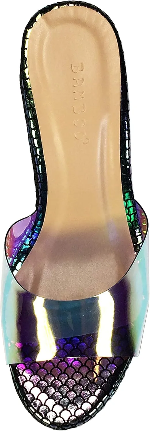 BAMBOO® Women's Clear Band Platform Wedge Slide