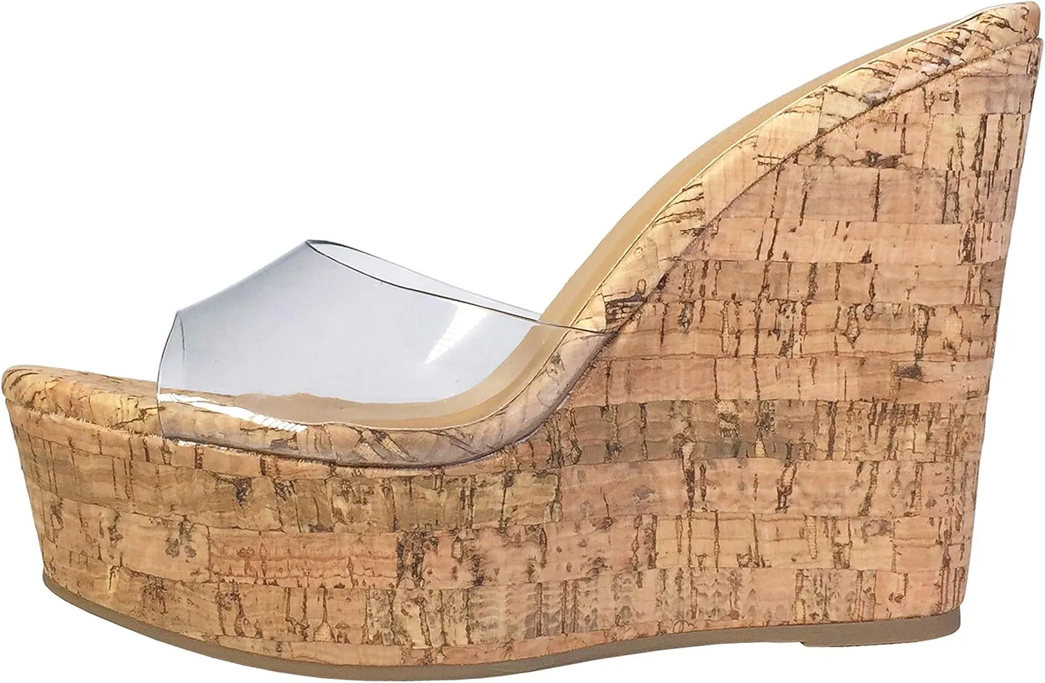 BAMBOO® Women's Clear Band Platform Wedge Slide