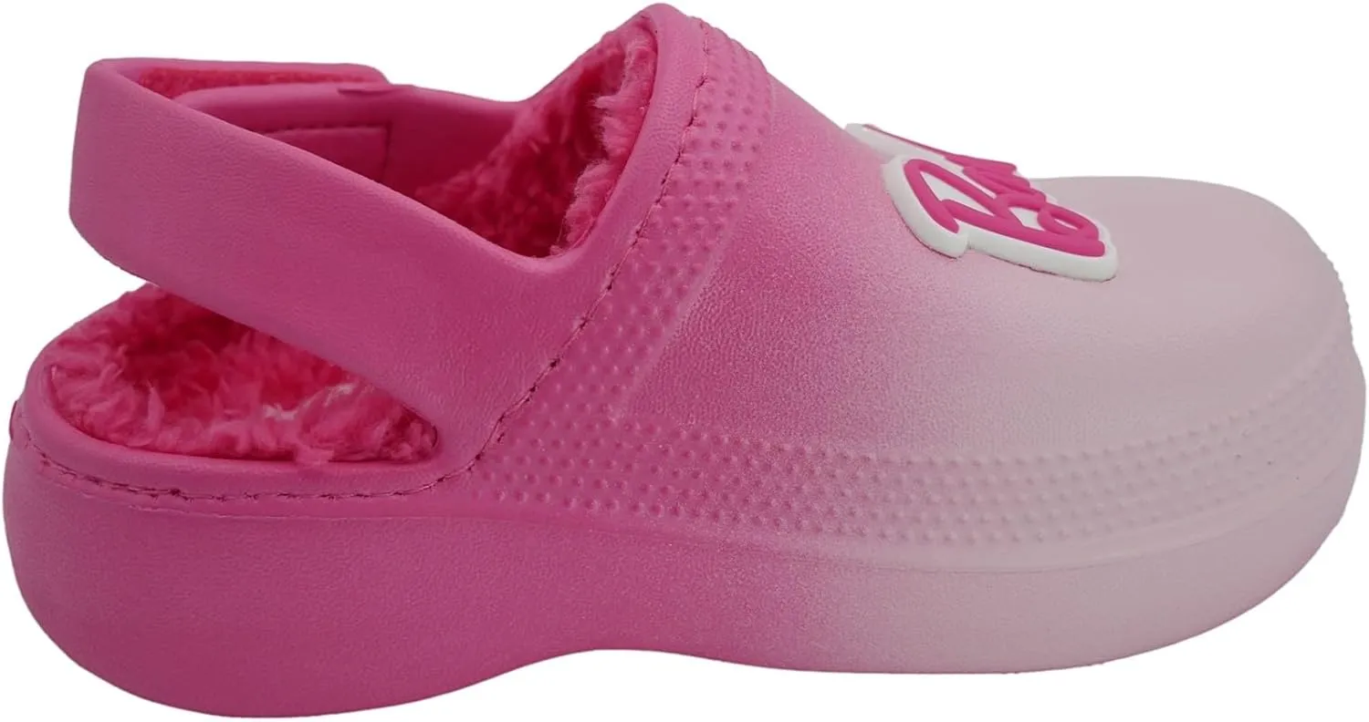 Barbie Toddler Girls' Faux Fur Lined Clogs with Adjustable Strap – Comfortable, Cozy, and Stylish Slip-On Shoes