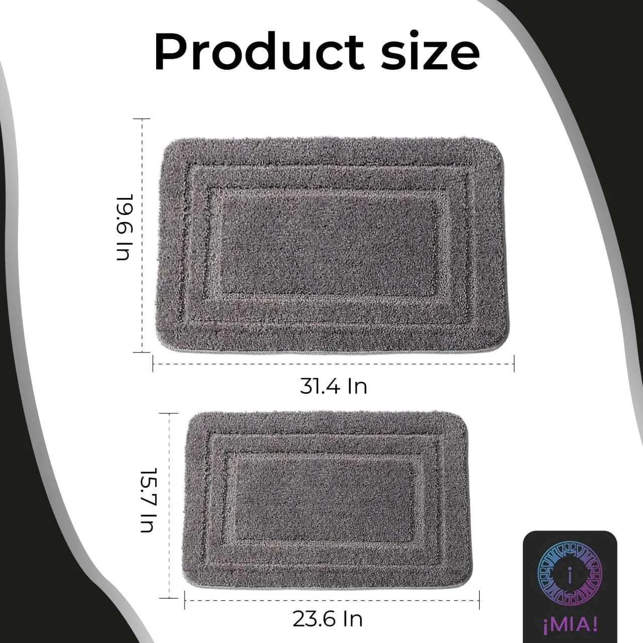 Bathroom Rug Set – Soft & Absorbent – Non-Slip Bath Mats with Secure Backing – Machine Washable, Quick-Drying – 2-Piece Pack (Blue, Camel, Dark Gray, Light Gray)