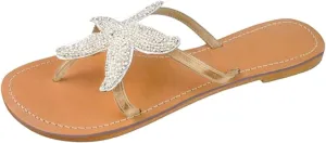 Beach Sandals for Woman Summer Fashion Starfish Slippers Casual Lightweight Slip-on Open Toe Thong Flip Flops Breathable Knitted Pentagram Outdoor Slippers