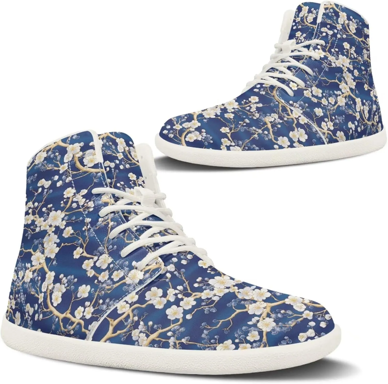 Belidome Women's High Tops Barefoot Shoes Slip On Casual Leather Boots Sneakers for Tennis