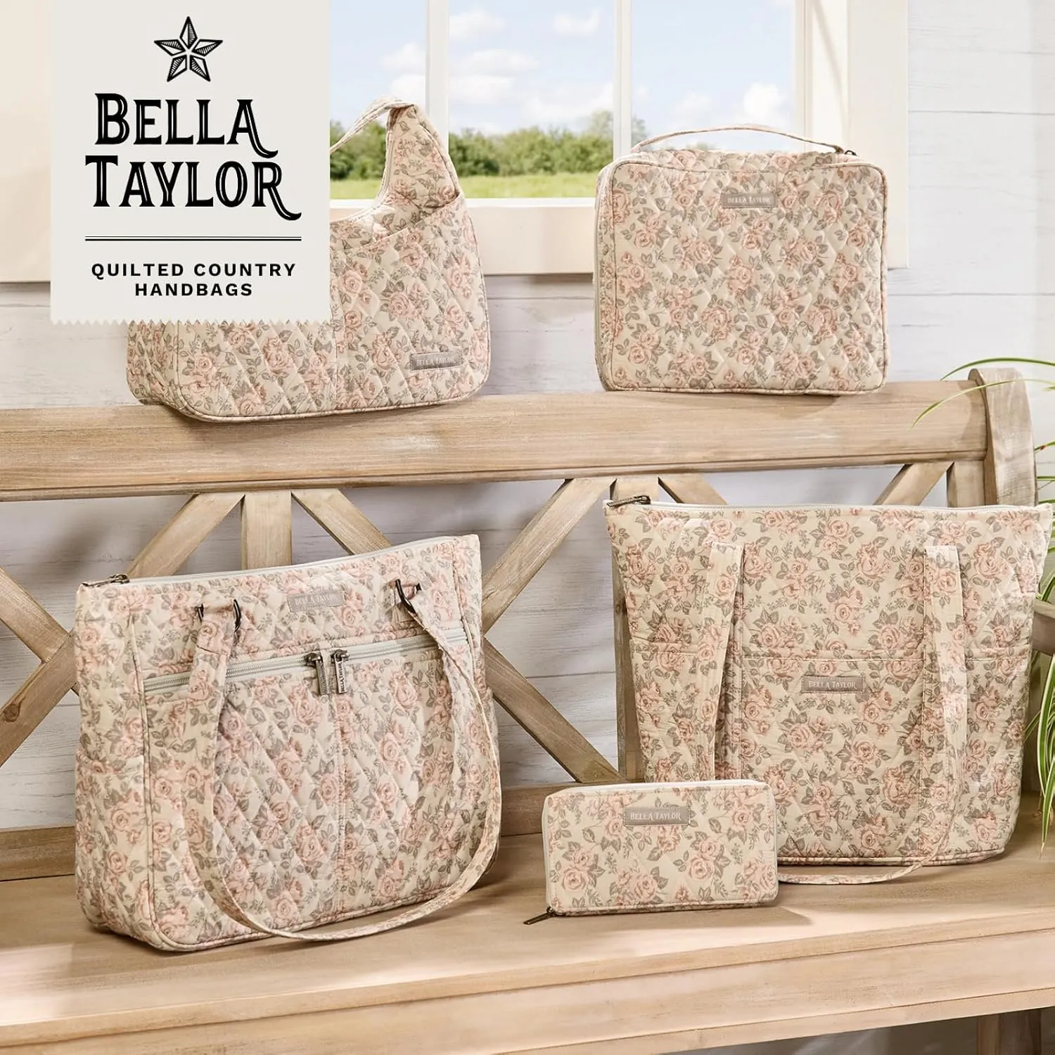 Bella Taylor Blakely - Hobo Shoulder Bag for Women - Lightweight Quilted Fabric Purse with Pockets