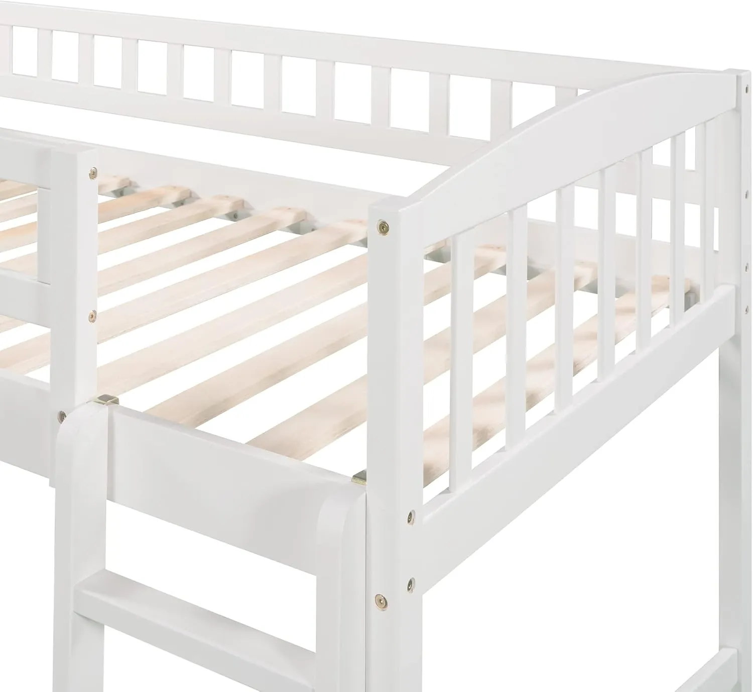 Bellemave Twin Loft Bed with Slide and Ladder, Low Loft Bed for Kids, Wood Loft Bed, for Boys Girls,White