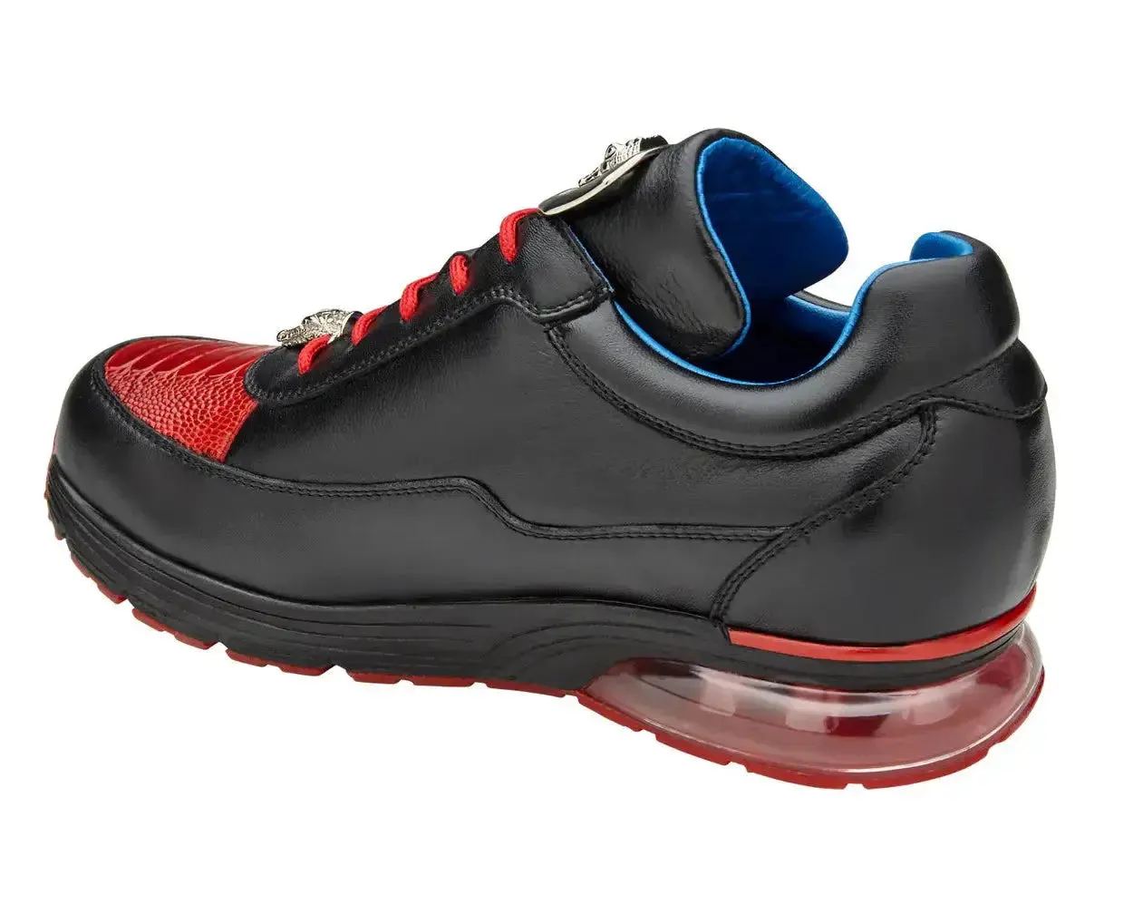 Belvedere Flash E01 Black/Red Genuine Ostrich/Soft Italian Calf Sneakers