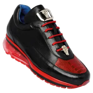 Belvedere Flash E01 Black/Red Genuine Ostrich/Soft Italian Calf Sneakers