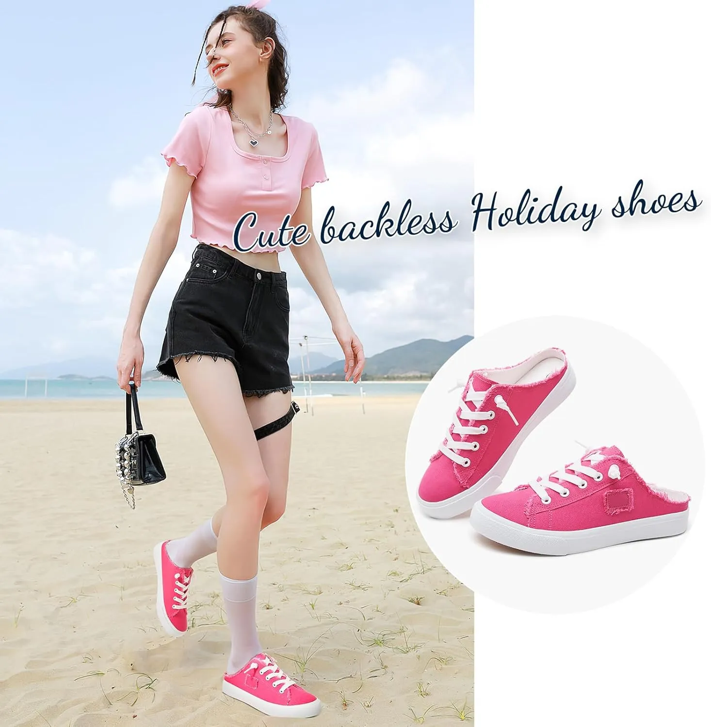 BENPAO Women's Slip on Sneakers Canvas Slip ons Shoes Fashion Comfortable Mules Womens Non Slip Loafers Casual Backless Shoes