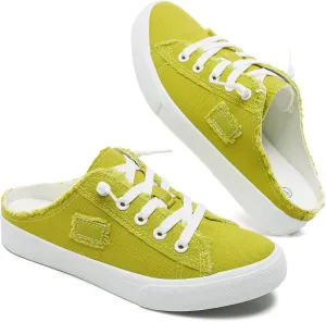 BENPAO Women's Slip on Sneakers Canvas Slip ons Shoes Fashion Comfortable Mules Womens Non Slip Loafers Casual Backless Shoes