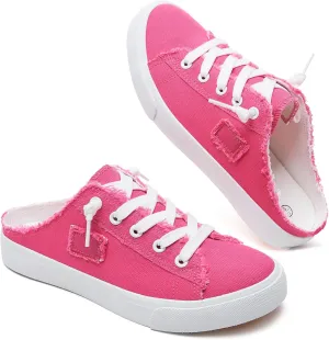 BENPAO Women's Slip on Sneakers Canvas Slip ons Shoes Fashion Comfortable Mules Womens Non Slip Loafers Casual Backless Shoes