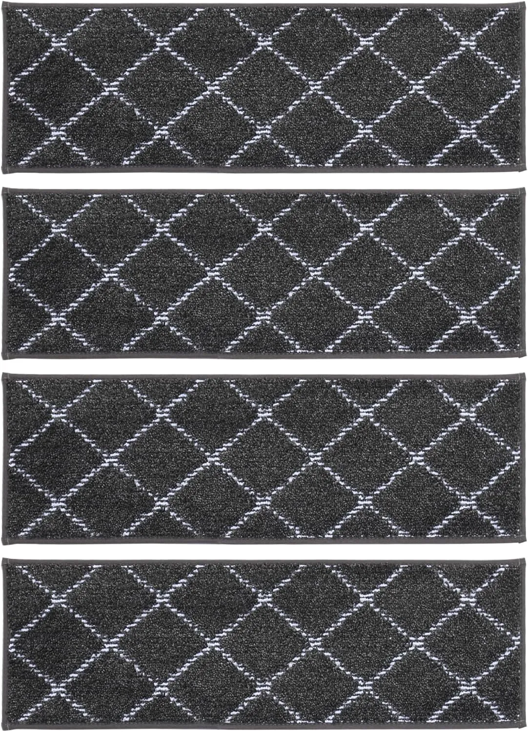 BEQHAUSE Stair Treads for Wooden Steps Polyester Soft Stair Runner Self-Adhesive Stair Rugs Non Slip for Dogs and Kids with TPE Backing 28inX9in Washable Stairs Carpet 4pcs,Dark Grey