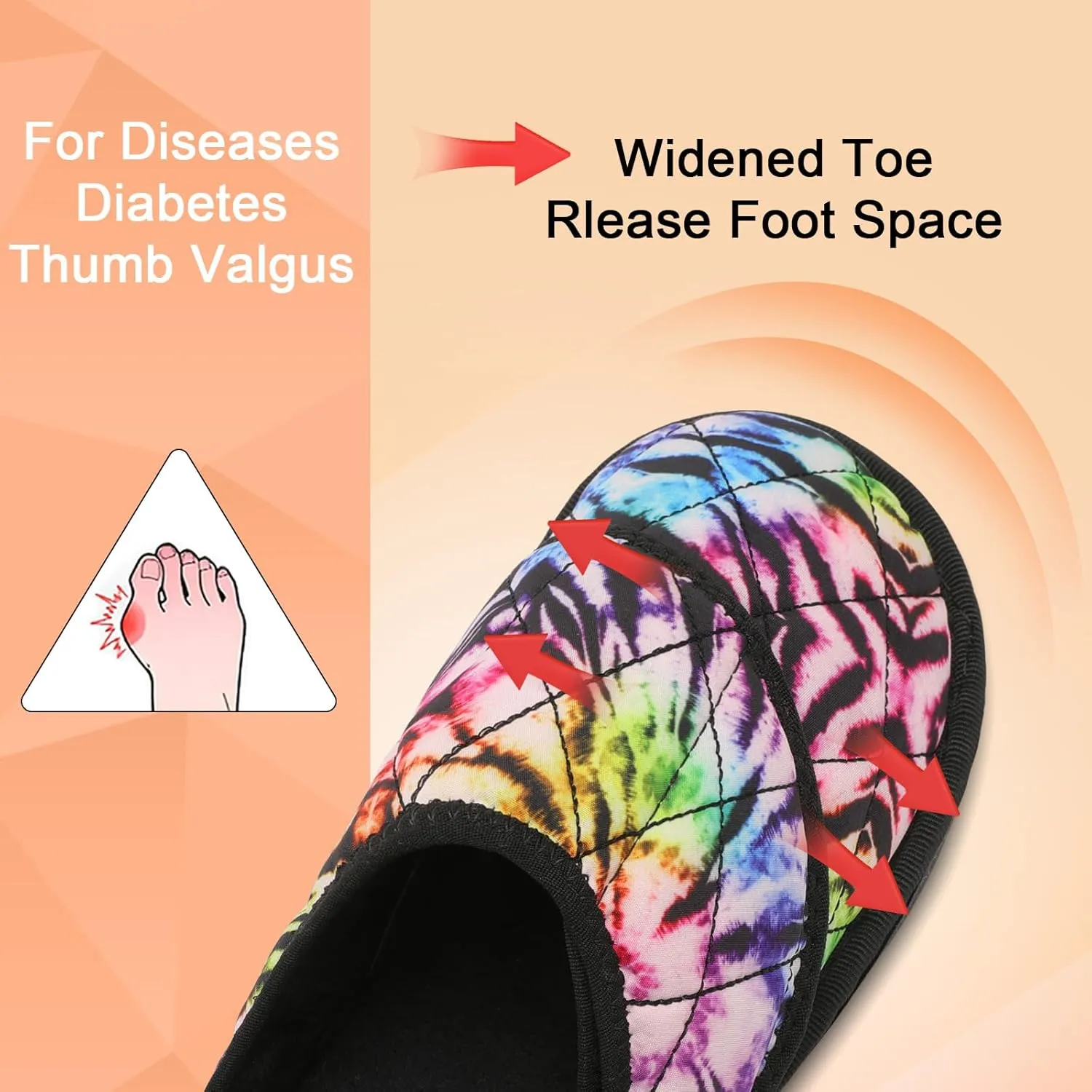 Besroad Womens Slippers Wide Diabetic Shoes Adjustable House Slippers Memory Foam Bedroom Shoes Arthritis Edema Indoor Outdoor