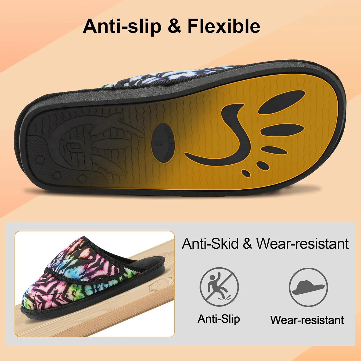 Besroad Womens Slippers Wide Diabetic Shoes Adjustable House Slippers Memory Foam Bedroom Shoes Arthritis Edema Indoor Outdoor