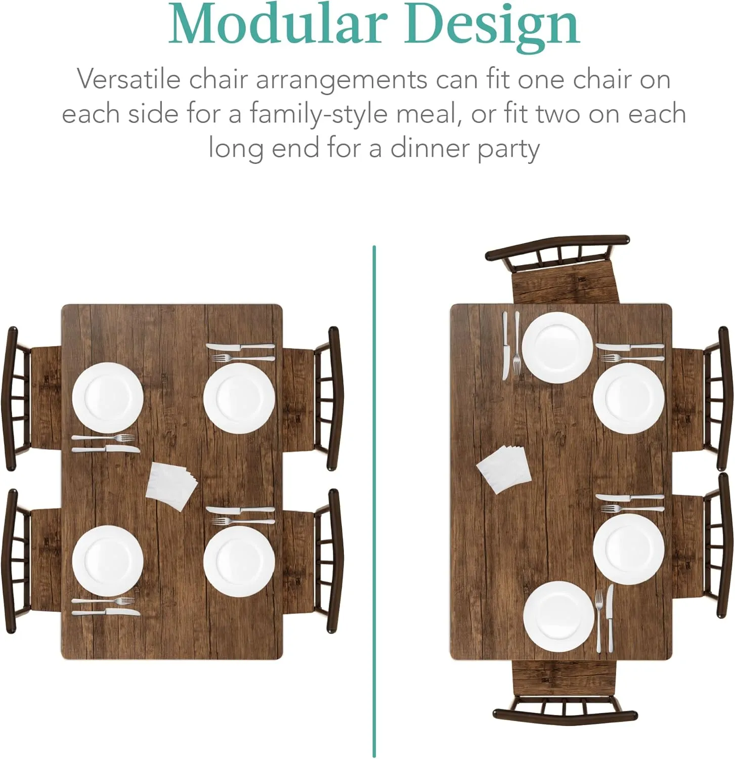 Best Choice Products 5-Piece Metal and Wood Indoor Modern Rectangular Dining Table Furniture Set for Kitchen, Dining Room, Dinette, Breakfast Nook w/ 4 Chairs - Drift Brown