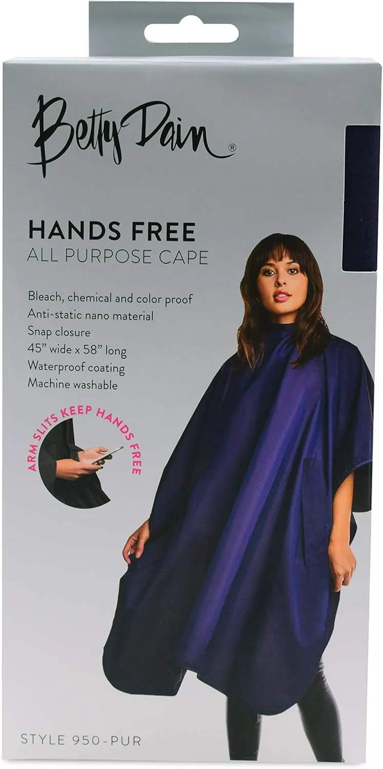 Betty Dain Hands-Free All-Purpose Bleach Proof Cape, 45" W x 58" L, Chemical, Color, Waterproof Polyester, Machine Washable