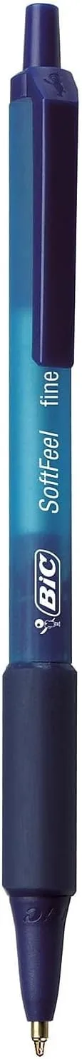 BIC Soft Feel Ball Pen, Blue, Fine Point, 12-Count