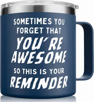 Birthday Gifts for Men - Sometimes You Forget Your Awesome Gifts for Men Over 50 14oz Navy Funny Coffee Mugs Inspirational Unique Thank You Gift Ideas Present for Him