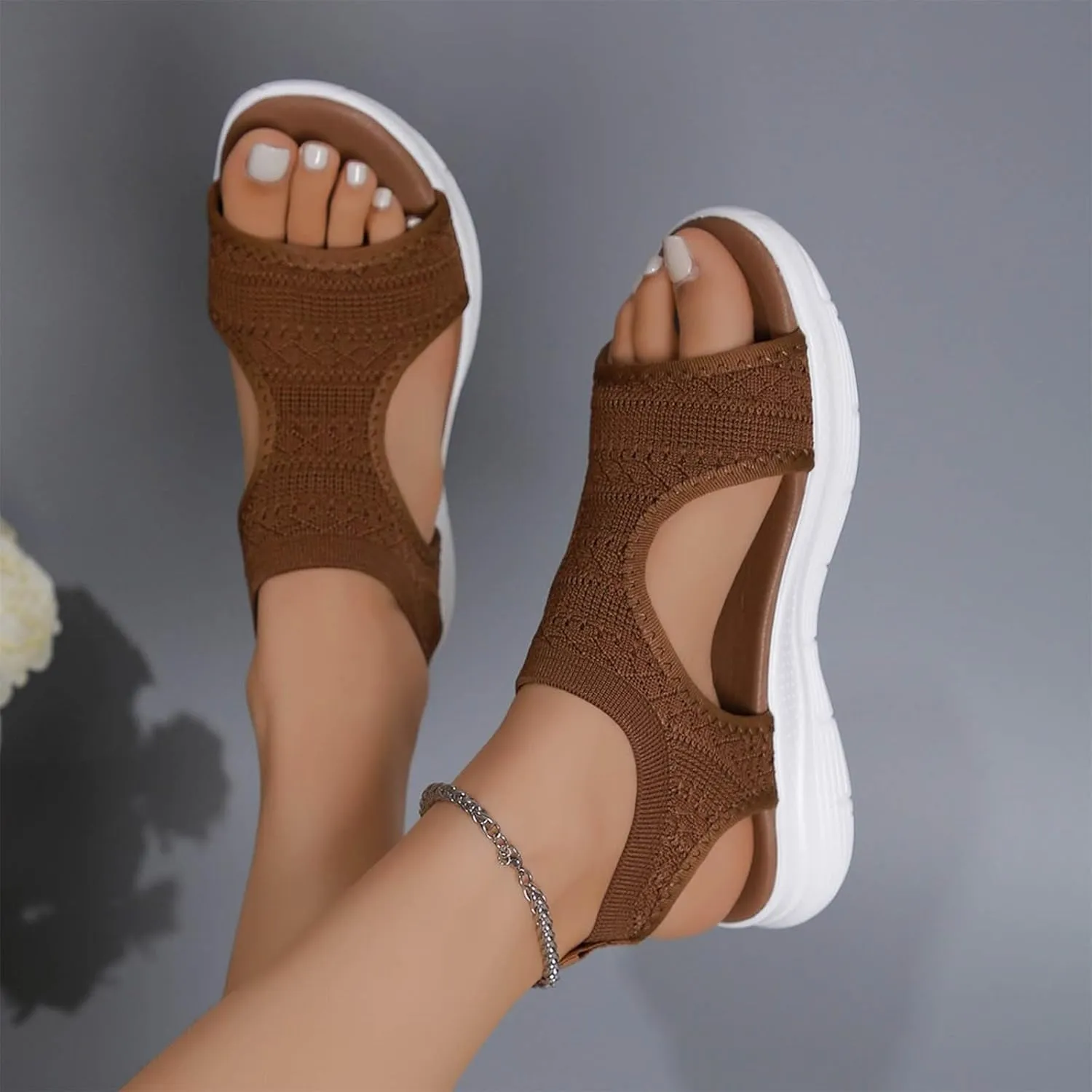 Black Sandals Women Breathable Orthopedic Sandal Comfortable Walking Tennis Shoes Hiking Outdoor Active Summer Dressy Soft Mat Diabetic Slippers