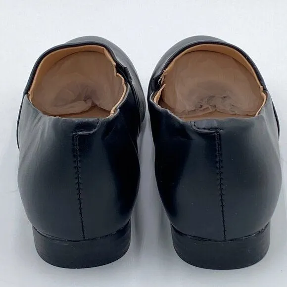 Black Women Closed Almond Toe Pumps Loafer Flats Slip On Cozy Dress Office Shoes
