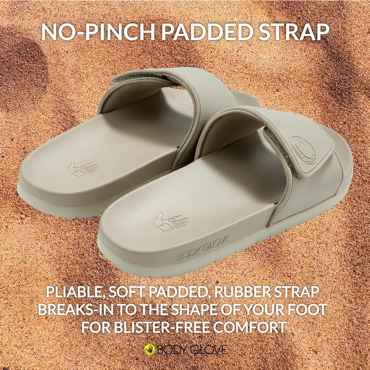 Body Glove Women’s Slides, Cushioned Slide-on Sandal Slippers with Padded Adjustable Strap