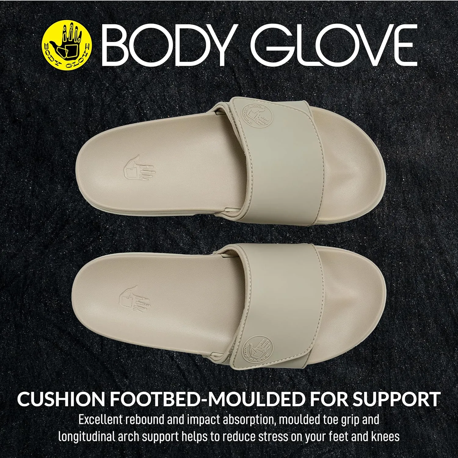 Body Glove Women’s Slides, Cushioned Slide-on Sandal Slippers with Padded Adjustable Strap