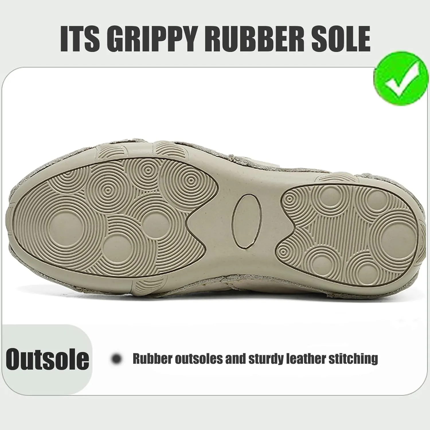 Boxpopla Women's Leather Outdoor Mesh Trail Shoes for Hiking & Walking Unisex Non-Slip Slip On Lightweight Sneakers Breathable Comfort Soft Summer Sports Driving Shoes