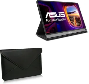 BoxWave Case for ASUS MB16AC (Case Elite Leather Messenger Pouch, Synthetic Leather Cover Case Envelope Design for ASUS MB16AC - Jet Black
