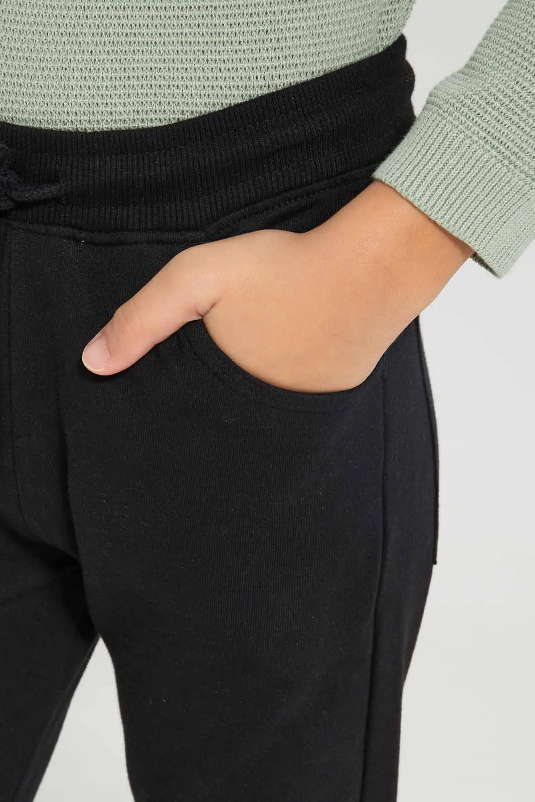 Boys Black Cargo Stretch Pants