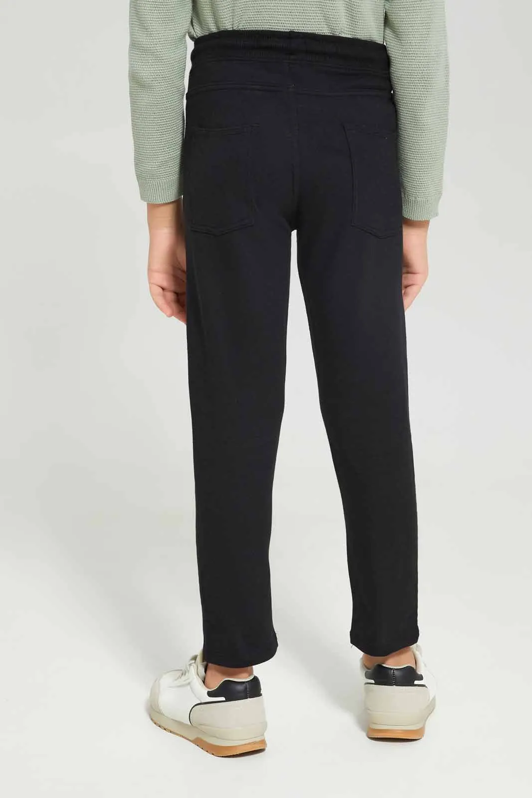 Boys Black Cargo Stretch Pants