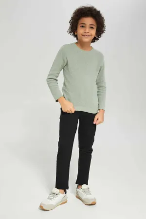 Boys Black Cargo Stretch Pants