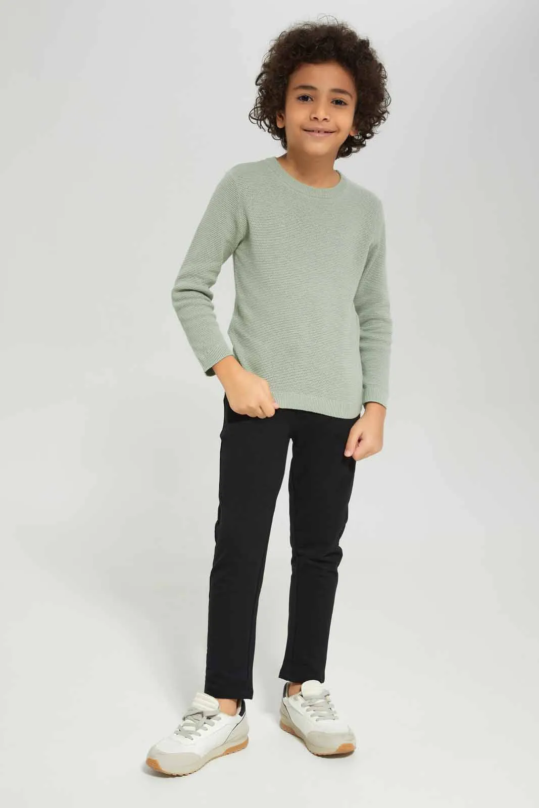 Boys Black Cargo Stretch Pants