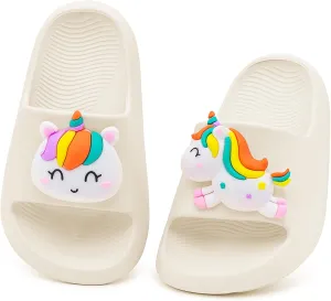 Boys Girls Cloud Unicorn Slide Sandals Non-slip Comfy Cushioned Thick Sole Shower Pool Slippers Summer Beach Water Shoes Indoor & Outdoor