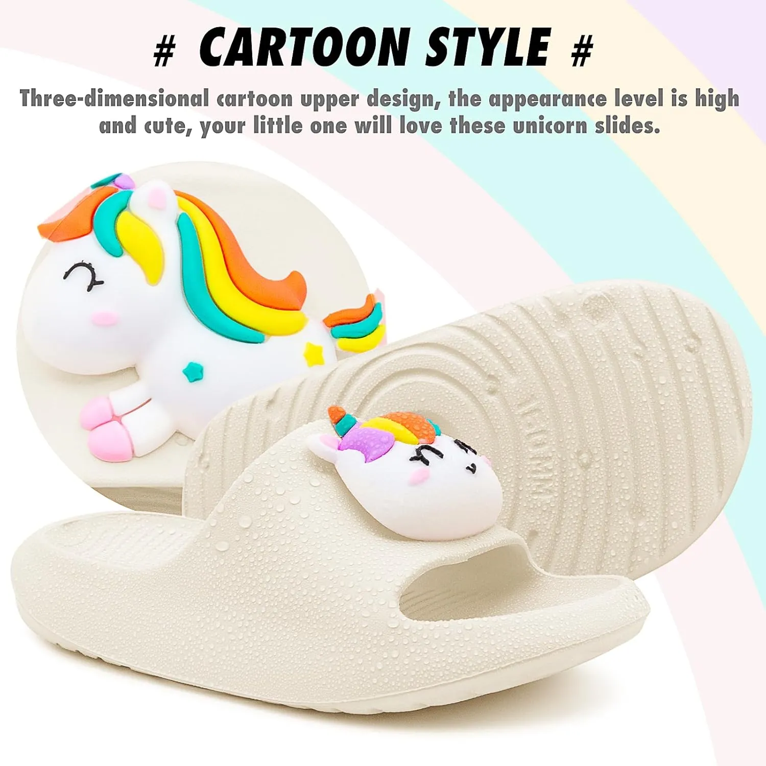 Boys Girls Cloud Unicorn Slide Sandals Non-slip Comfy Cushioned Thick Sole Shower Pool Slippers Summer Beach Water Shoes Indoor & Outdoor