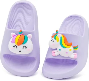 Boys Girls Cloud Unicorn Slide Sandals Non-slip Comfy Cushioned Thick Sole Shower Pool Slippers Summer Beach Water Shoes Indoor & Outdoor